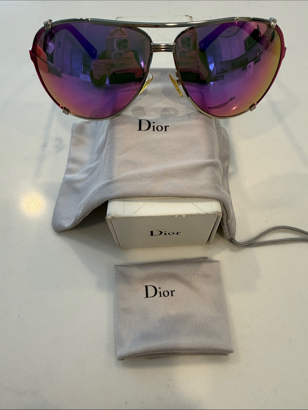Dior Purple Mirrored Aviator Sunglasses